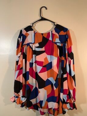 Colorful Abstract Print Blouse - Multicolor